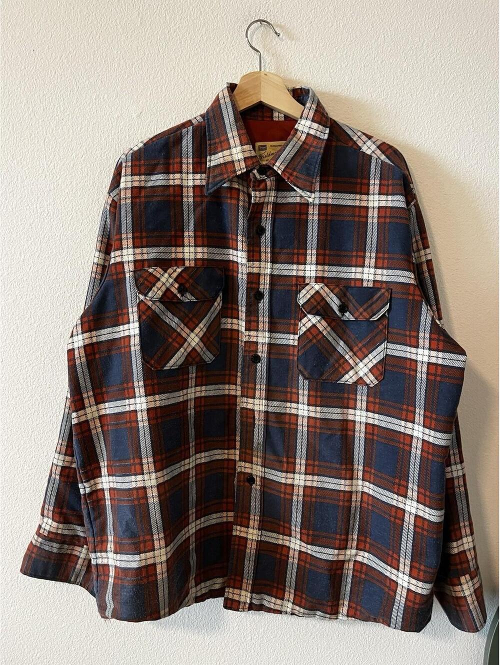 VTG Sears Fieldmaster Flannel Mens XL Plaid Quilt Lined